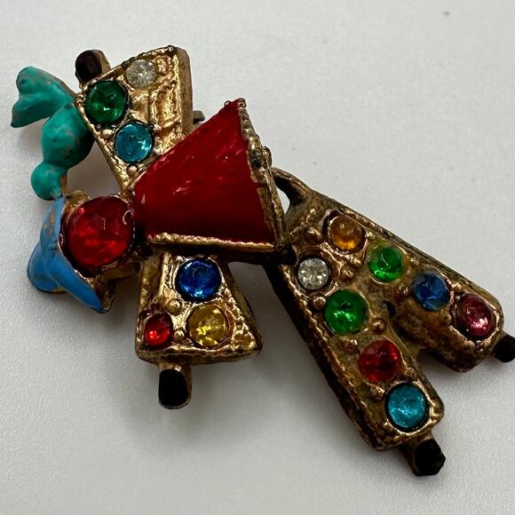 Antique Art Deco 1930s articulated rhinestones figural scarecrow bird brooch - Picture 4 of 8